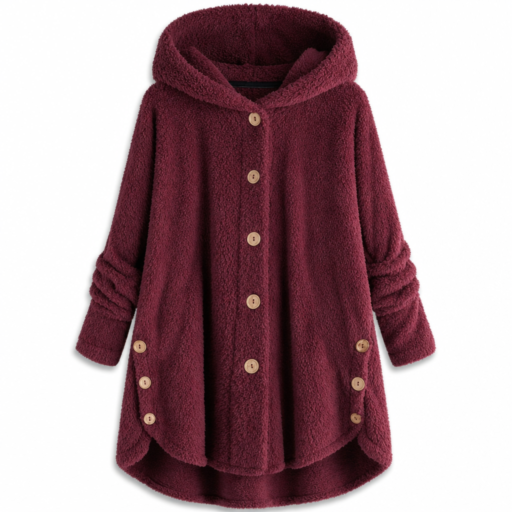 Women's Asymmetrical Button Plush Fuzzy Fleece Coat | Cozy Soft Winter Jacket