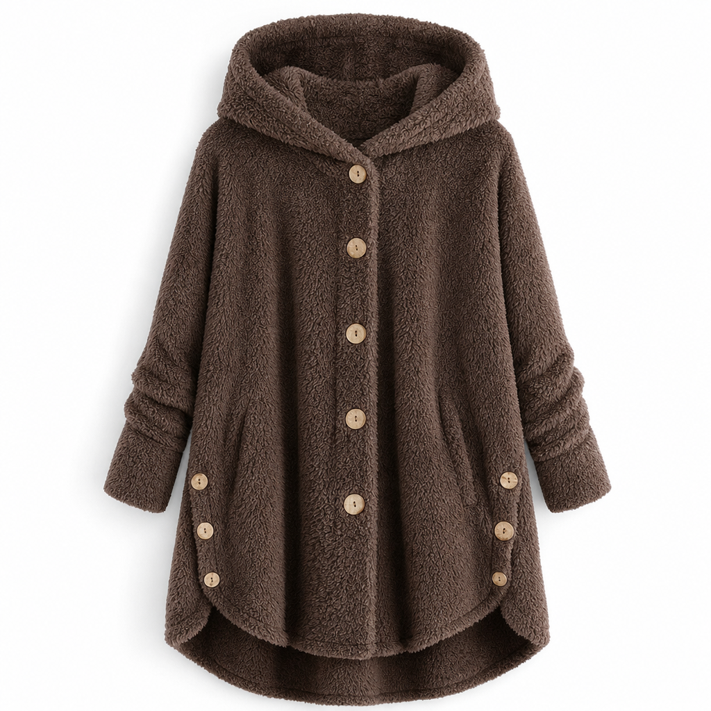 Women's Asymmetrical Button Plush Fuzzy Fleece Coat | Cozy Soft Winter Jacket