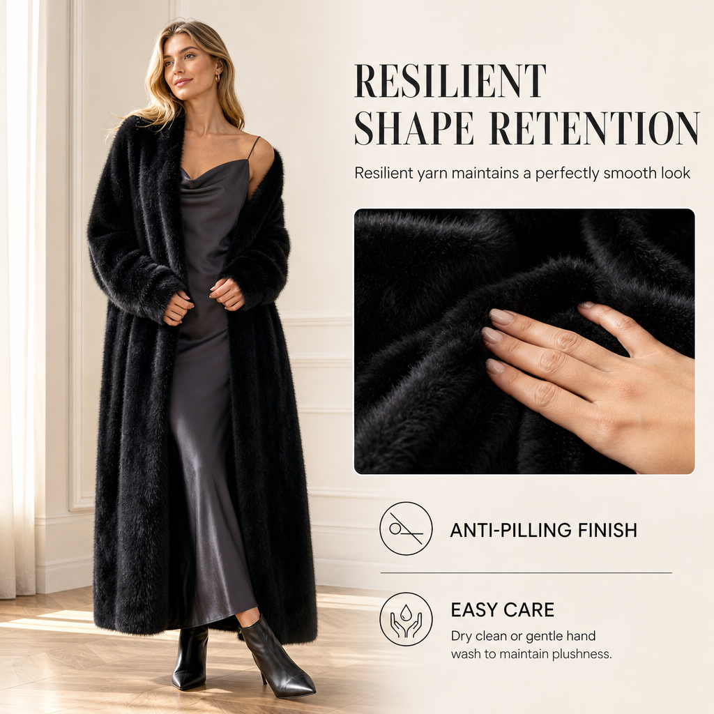 Women's Faux Mink Knit Cardigan | Cozy Long Fleece Sweater Coat