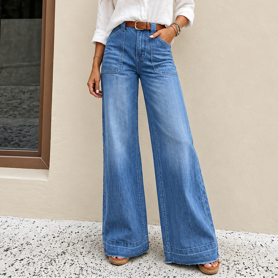 💚Wearbella – High Waisted Wide Leg Stretch Denim